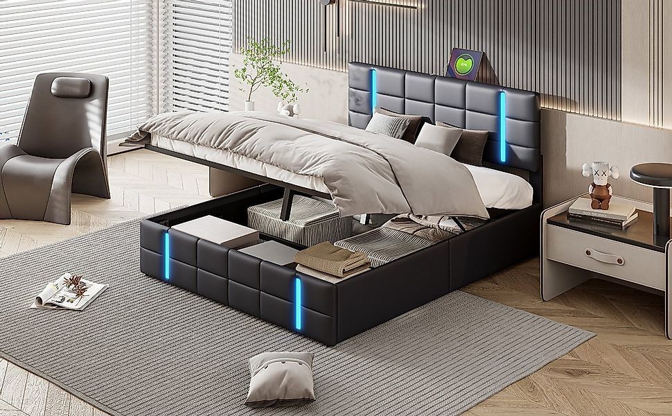 Furnishings Home Jugendbett Polsterbett Stauraumbett (Hydraulisch anhebbare günstig online kaufen