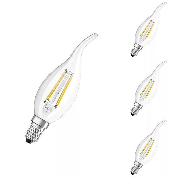Osram LED Lampe ersetzt 40W E14 Windstoßkerze - Ba38 in Transparent 4W 470l günstig online kaufen