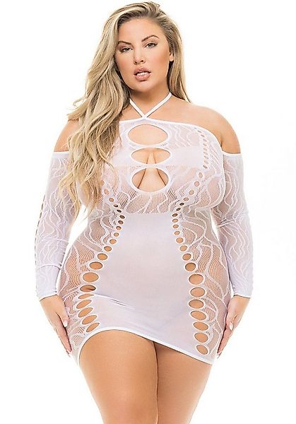 Pink Lipstick Lingerie Minikleid Plus Size Netz-Kleid transparent Übergröße günstig online kaufen