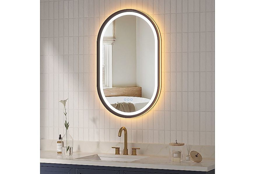 AQUABATOS Badspiegel mit Beleuchtung Ovaler LED Spiegel dimmbar Wandspiegel günstig online kaufen