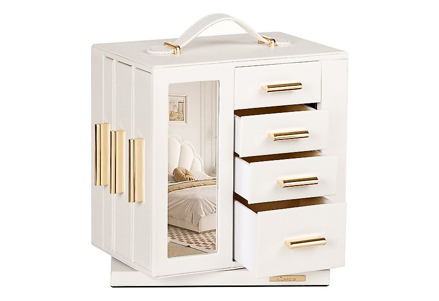 Yorbay Schmuckkasten 360° drehbar Schmuckkästchen mit 7 Schubladen, Fenster günstig online kaufen