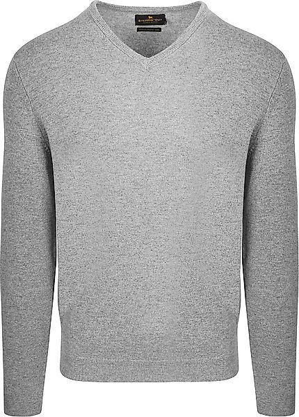 Steppin' Out Pullover V-Ausschnitt Merinowolle Mid Grau - Größe L günstig online kaufen