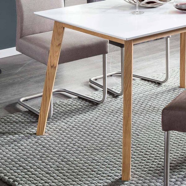 Küchentisch in Weiß Eiche massiv modern günstig online kaufen