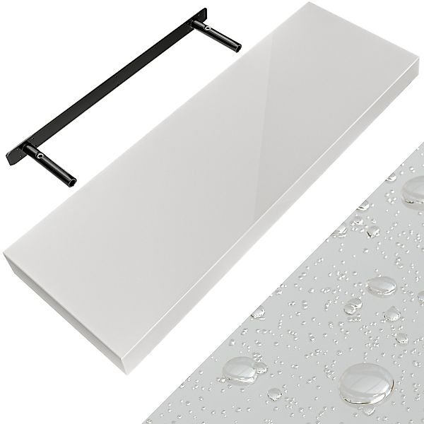 Wandregal Schweberegal 70cm Hochglanz Weiß + Halterung günstig online kaufen