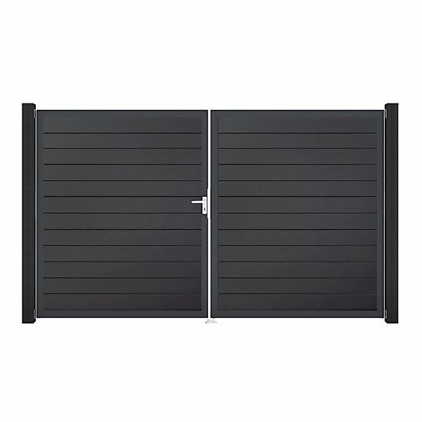 GroJa Tor 2-flg. Basicline Schmal Anthrazit Rahmen 306 cm x 180 cm DIN Link günstig online kaufen