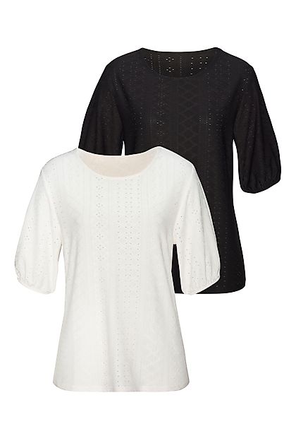 Vivance Kurzarmshirt mit Lochstickerei (2er-Pack) aus günstig online kaufen
