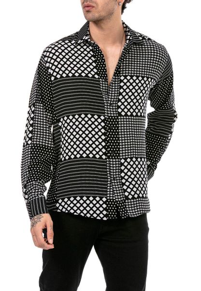RedBridge Langarmhemd mit modernem Patchwork-Design für günstig online kaufen