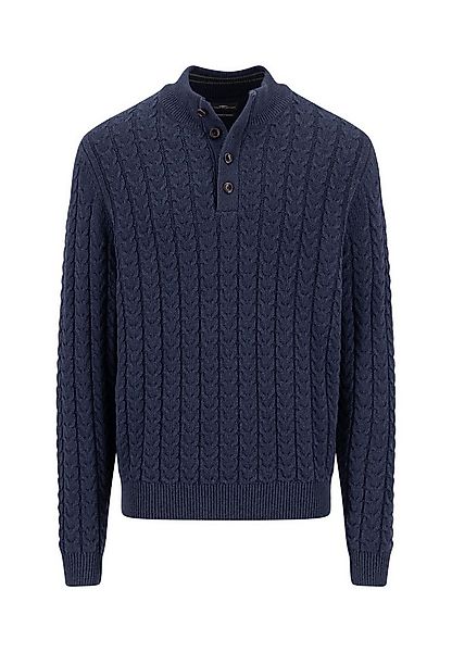 FYNCH-HATTON Troyer Strickpullover mit Zopfmuster und Knopfleiste, Woll-Ant günstig online kaufen