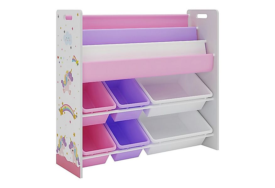 en.casa Kinderregal, »Rødøy« mit 6 Kisten 78x86x27 cm mit Einhorn-Motiv günstig online kaufen