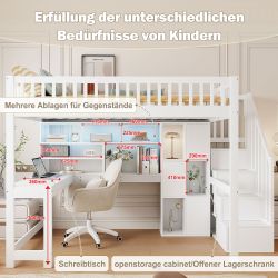 REDOM Kinderbett mit LED-Beleuchtung, Ablageleiter & günstig online kaufen