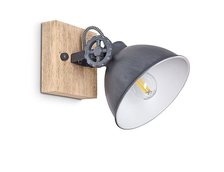 hofstein Wandleuchte »Mot« Wandlampe aus Metall und Holz in Blau-Grau/Natur günstig online kaufen