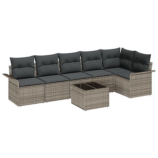 vidaXL Loungesofa 6-tlg. Garten-Sofagarnitur mit Kissen Schwarz Poly Rattan günstig online kaufen
