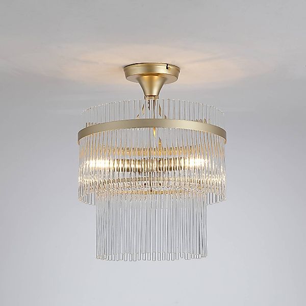 Deckenlampe Lara, Ø 35 cm, goldfarben/klar, Glas/Metall günstig online kaufen