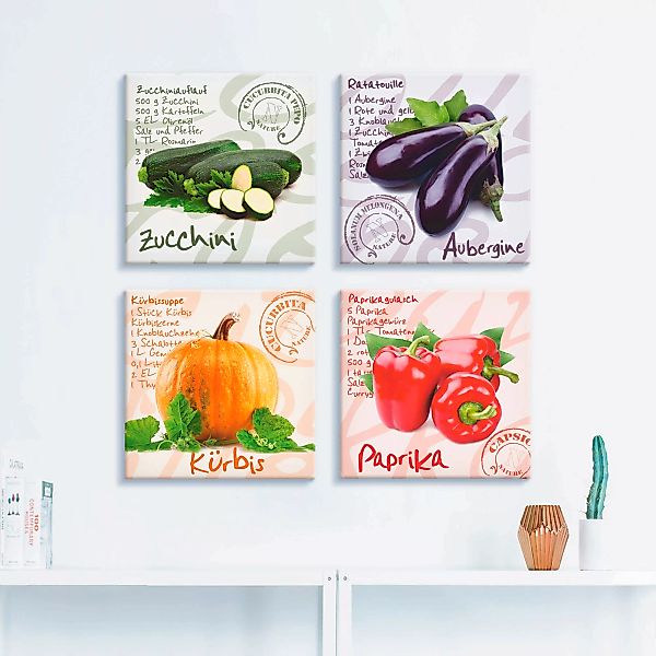 Artland Leinwandbild »Zucchini, Aubergine, Kürbis, Paprika«, Lebensmittel, günstig online kaufen