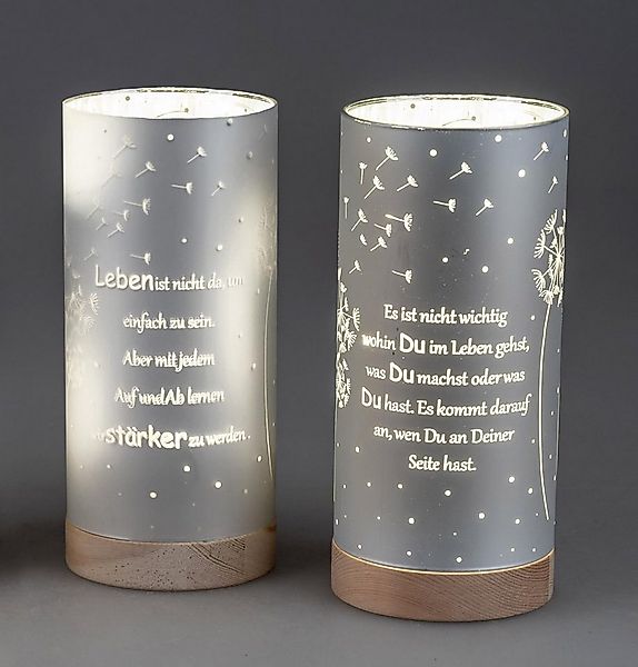 formano Nachttischlampe Sprüche, Mit Timerfunktion, Silber, Motiv: Pusteblu günstig online kaufen