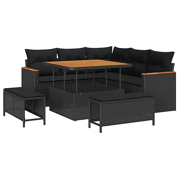 vidaXL Gartensofa-Set mit Kissen 8 Stk Schwarz Poly Rattan 3364984 günstig online kaufen