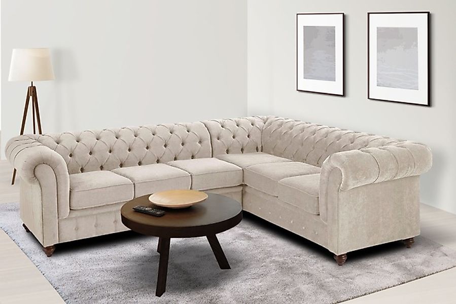 Home affaire Chesterfield-Sofa »Chesterfield Ecksofa, auch in Leder L-Form« günstig online kaufen