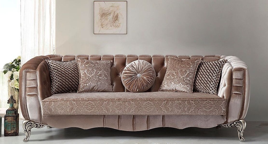 Casa Padrino Sofa Luxus Barock Sofa Rosa / Silber 235 x 103 x H. 82 cm - Ba günstig online kaufen