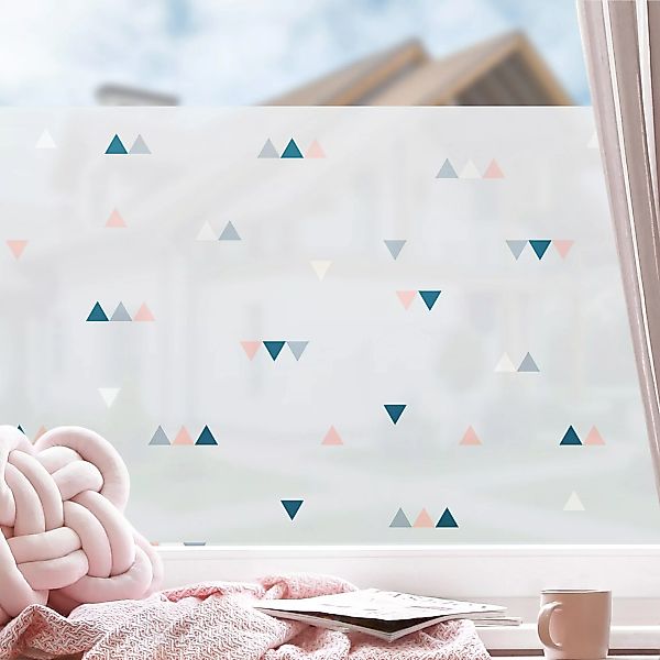 Fensterfolie Kleine Dreiecke in Blau Rosa günstig online kaufen