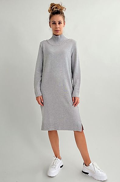 Zuckerwatte Strickkleid mit Stehbundkragen aus Merinwolle günstig online kaufen