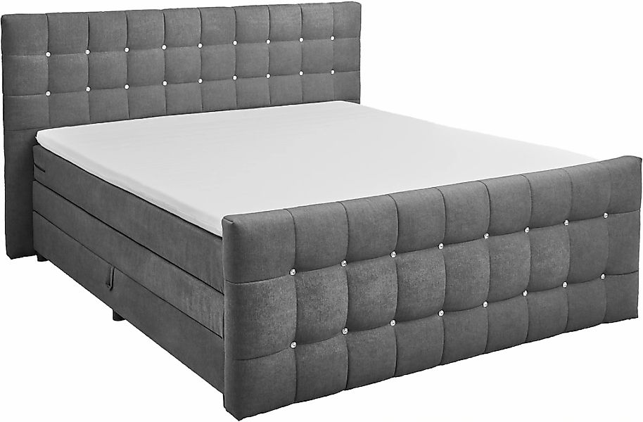 ED EXCITING DESIGN Boxspringbett »Loberie« mit Strasssteinen im Kopf- und F günstig online kaufen