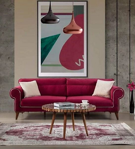 JVmoebel 3-Sitzer Wohnzimmer Sofa 3 Sitzer Rose Stoff Luxus Dreisitzer Couc günstig online kaufen