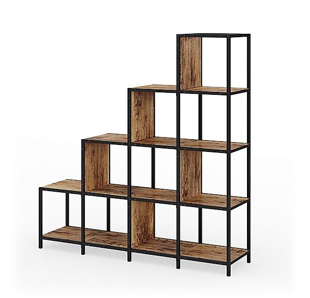 Vicco Raumteilerregal Fyrk, Eiche rustikal/Schwarz, 120 x 120 cm, 1-tlg. günstig online kaufen