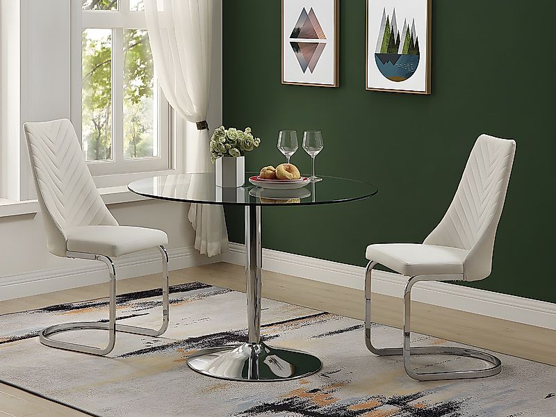 Esstisch rund - Sicherheitsglas & Metall - NOLAN günstig online kaufen