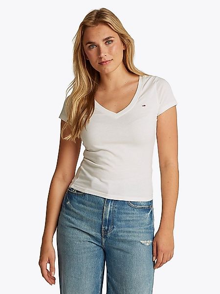 Tommy Jeans Kurzarmshirt TJW SLIM V-NECK TEE mit Logo-Stickerei günstig online kaufen