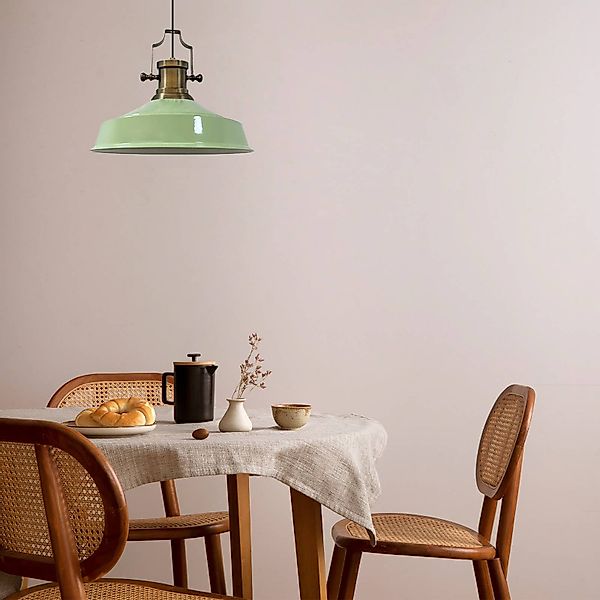 Hängelampe Augusta, mintgrün, Ø 40 cm, Metall, E27, Vintage günstig online kaufen