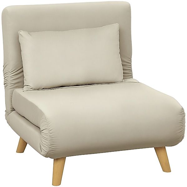 HOMCOM Schlafsessel Polyester Stahl Beige 72L x 78B x 79H cm günstig online kaufen