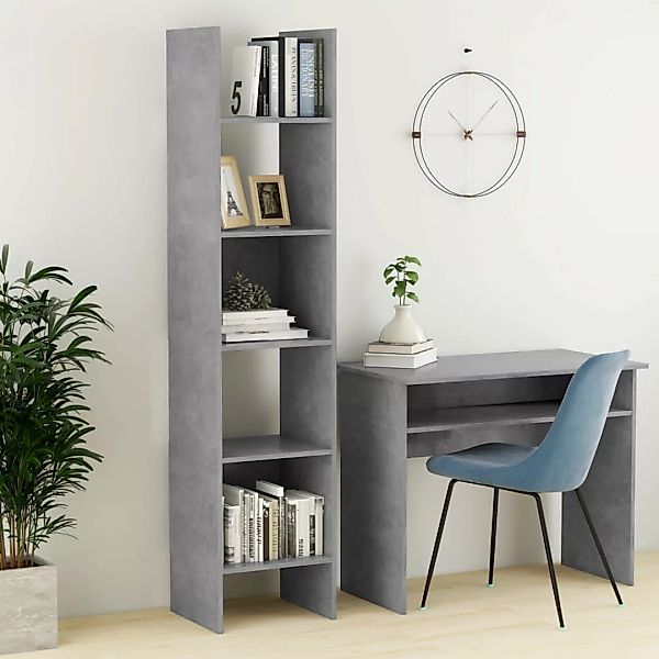 vidaXL Bücherregal Bücherregal Betongrau 40x35x180 cm Spanplatte günstig online kaufen