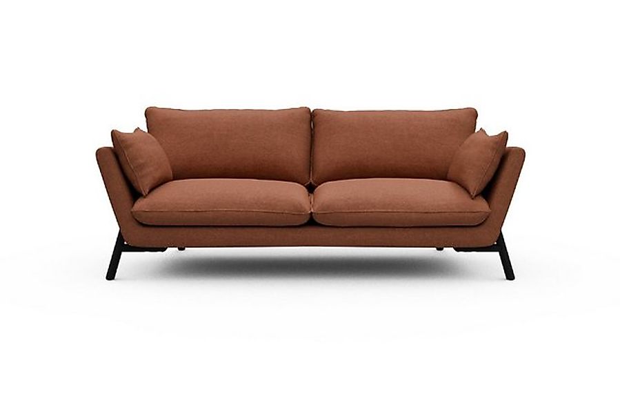 moebelfaktor Sofa Emil 3-Sitzer Beinfarbe Eiche Schwarz, schräg gestellte A günstig online kaufen