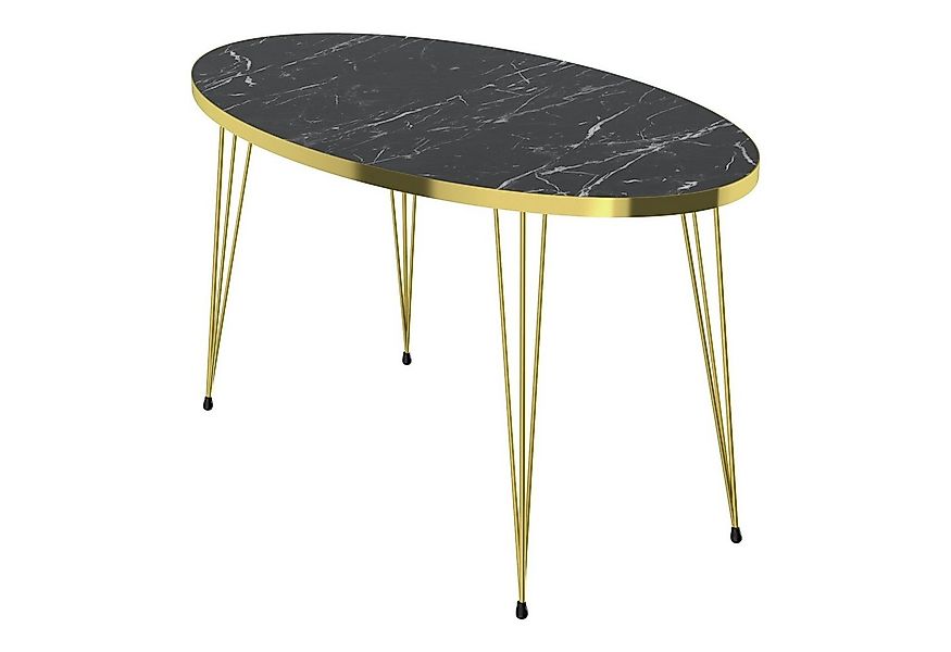en.casa Couchtisch, »Skævinge« Sofatisch oval 43 x 90 x 50 cm Marmor, schwa günstig online kaufen