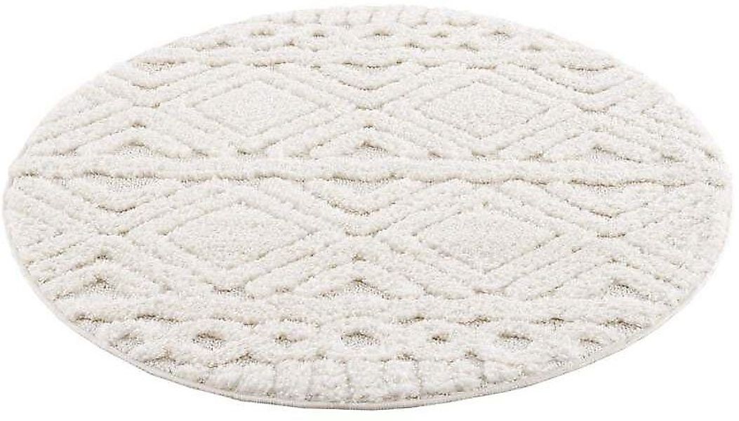 Carpet City Hochflor-Teppich »Focus 3382«, rund, 20 mm Höhe, Boho-Teppich, günstig online kaufen