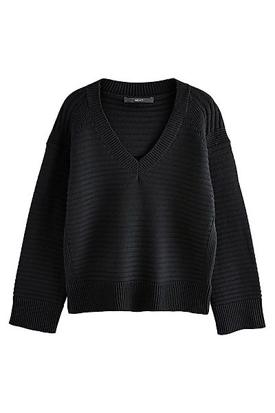 Next V-Ausschnitt-Pullover Gerippter Strickpullover mit V-Ausschnitt (1-tlg günstig online kaufen
