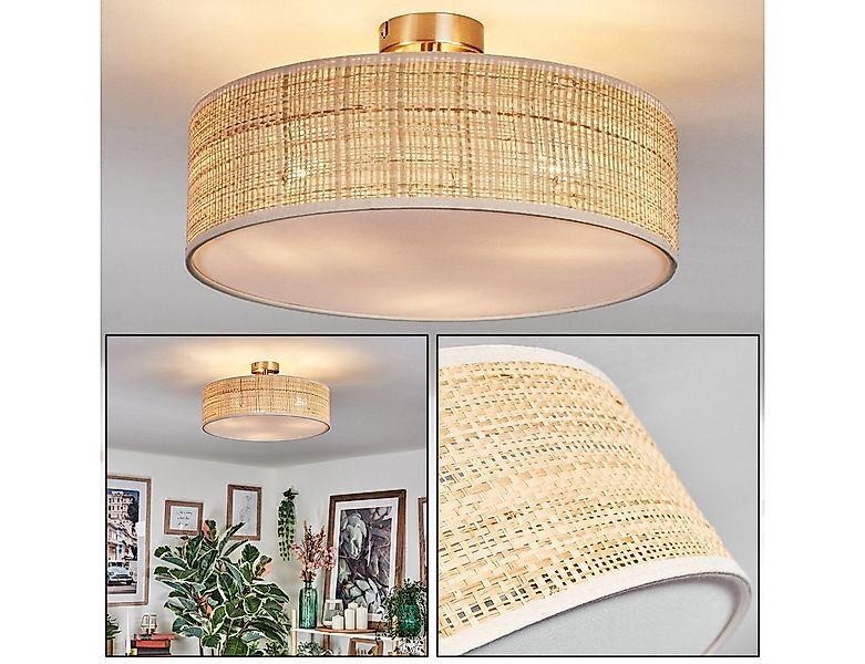 hofstein Deckenleuchte Deckenlampe aus Metall/Rattan/Stoff/Kunststoff in Na günstig online kaufen