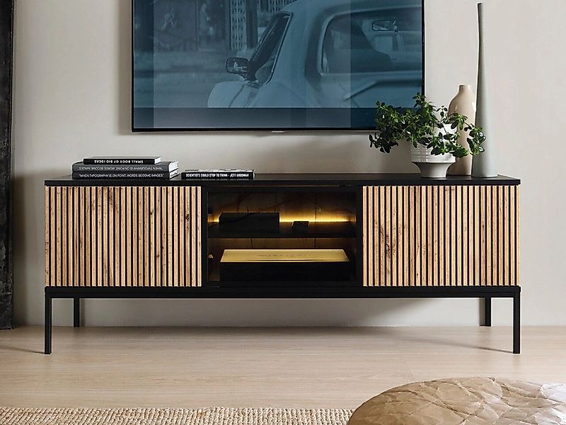 GrainGold TV-Schrank DEO mit LED, Griffloss, Push-To-Open - 154x39x56 cm - günstig online kaufen