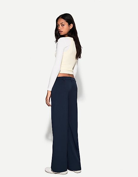 Bershka Wide Leg Tailoring-Hose Damen 36 Marinenblau günstig online kaufen