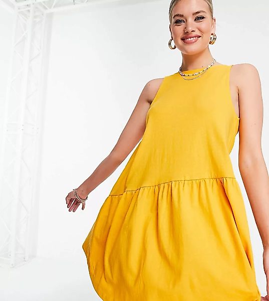 ASOS DESIGN Tall – Ärmelloses Hängerkleid in Orange mit V-Rückenausschnitt günstig online kaufen