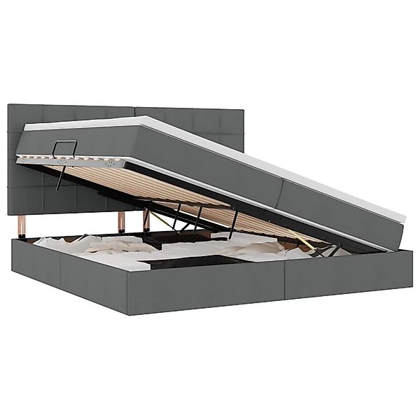 vidaXL Stauraumbett Dunkelgrau 200 x 200 cm Kunstleder 3371803 günstig online kaufen