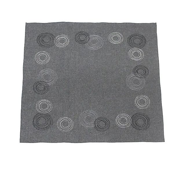 Home-trends24.de Tischdecke Kreise grau Stickereien Tischläufer 85 x 85 cm günstig online kaufen