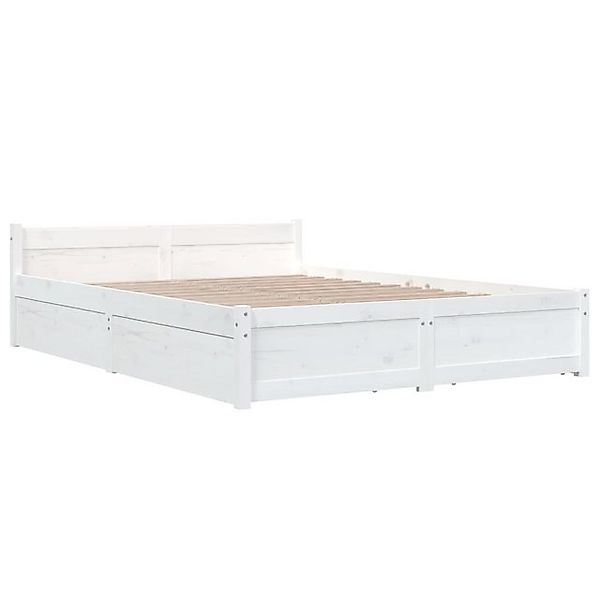 vidaXL Bettgestell Bett mit Schubladen Weiß 160x200cm Bett Bettrahmen Bettg günstig online kaufen