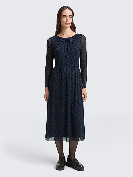 TOM TAILOR Sommerkleid Kleider & Jumpsuits Midi-Meshkleid mit Muster günstig online kaufen