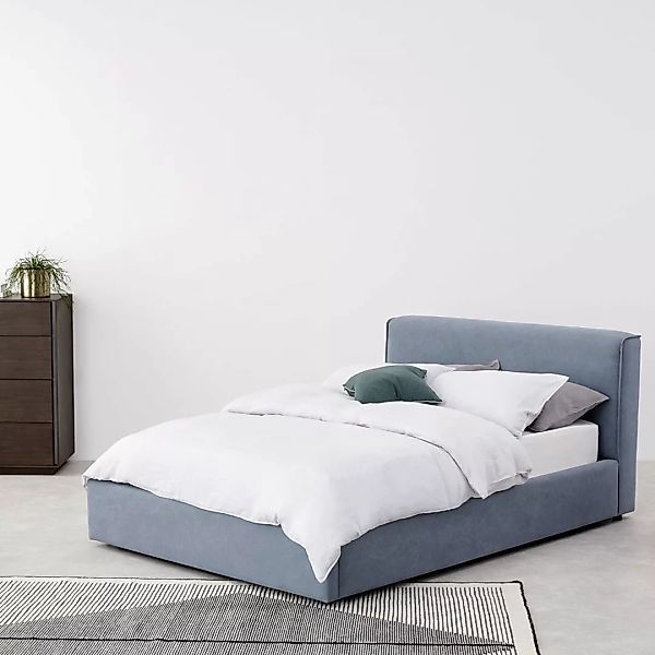 Bahra Polsterbett mit Bettkasten (160 x 200 cm), Blau - MADE.com günstig online kaufen