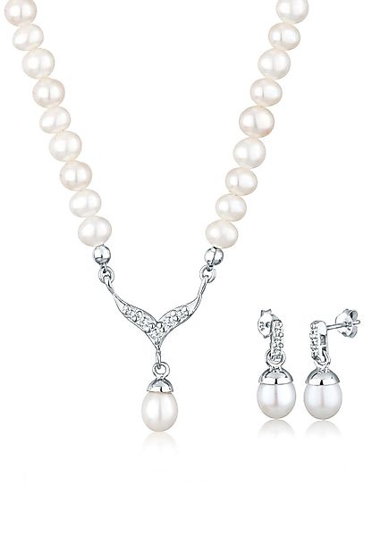 Elli Schmuckset Süßwasserzuchtperlen Weiß 925 Sterling günstig online kaufen