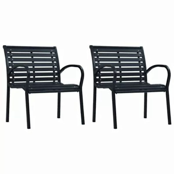 vidaXL Gartenstühle 2 Stk. Schwarz Stahl und WPC Gartenstuhl schwarz günstig online kaufen