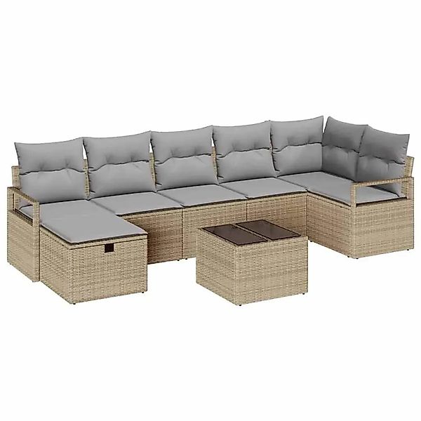 vidaXL 8-Tlg Garten-Sofagarnitur mit Kissen Beige Poly Rattan 3360541 günstig online kaufen