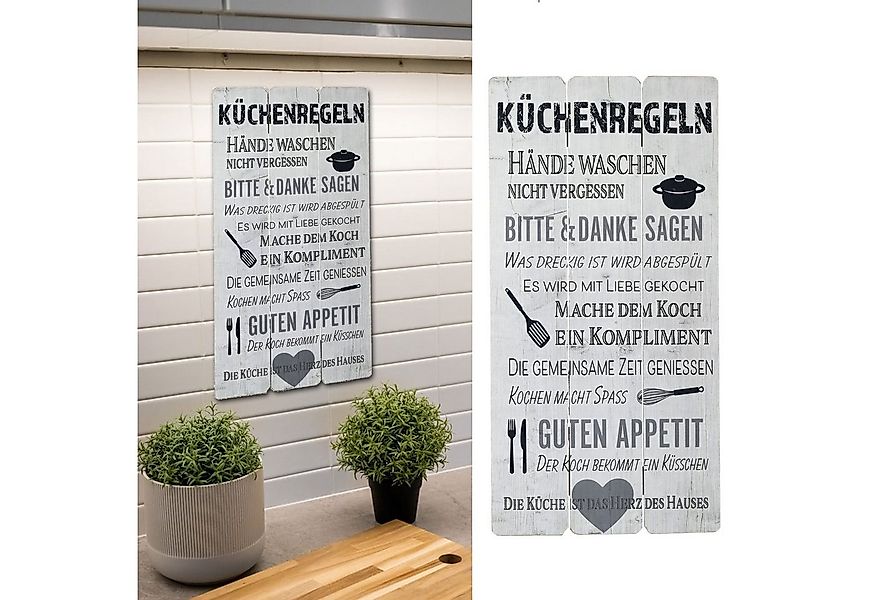 CEPEWA Kunstdruck Plankenschild Wandbild weiß Shabby Küchenregeln, Küchenre günstig online kaufen