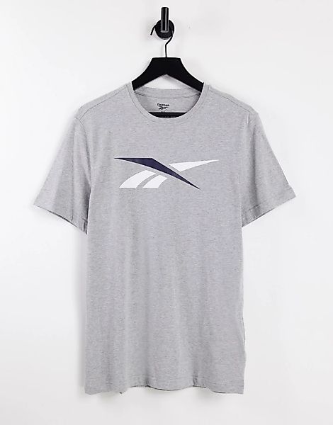 Reebok – Core – T-Shirt in Grau mit großem Logo günstig online kaufen